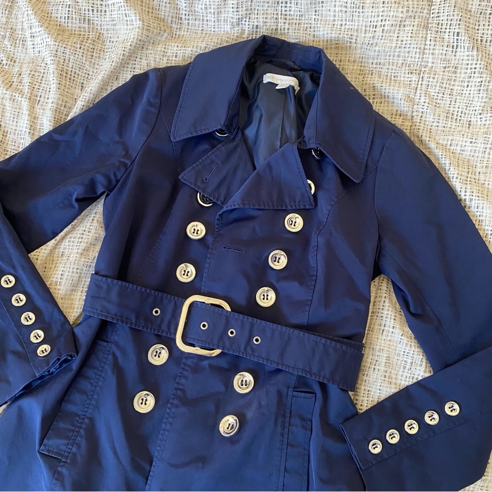 New York & Company Deep Blue Trench Coat